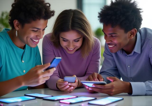 ChromaVibe team collaboratively analyzing mobile interfaces on various devices