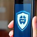 Family protection shield icon on a smartphone